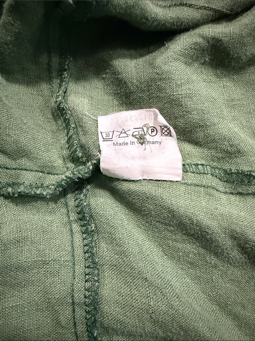 Trachten country house dress green 100% button down linen , made in Germany, M - Picture 5 of 8